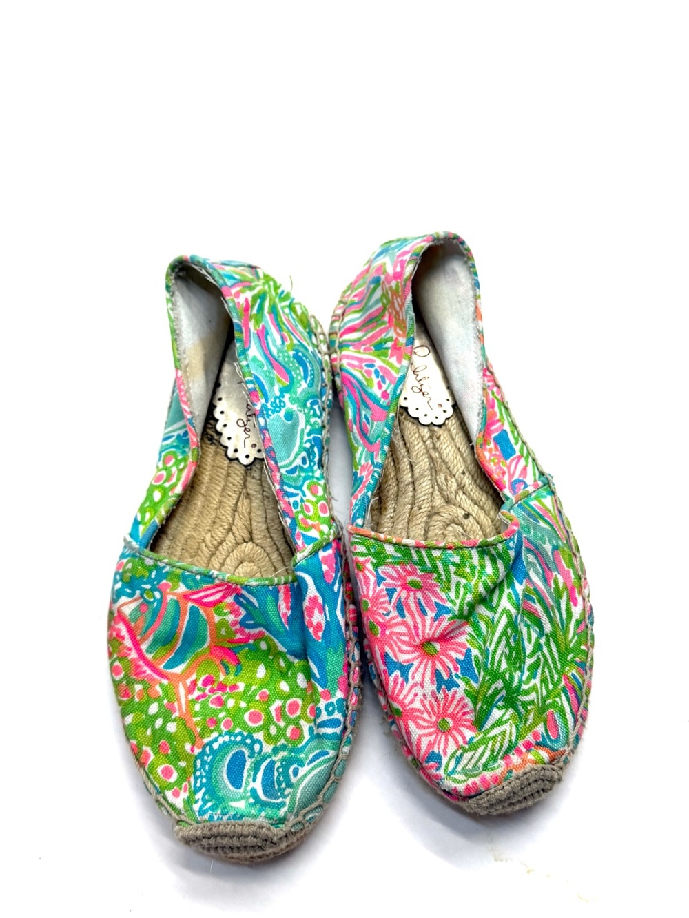 Lilly Pulitzer Colorful Floral Espadrille Flats Green Pink Lia Lovers Shoes